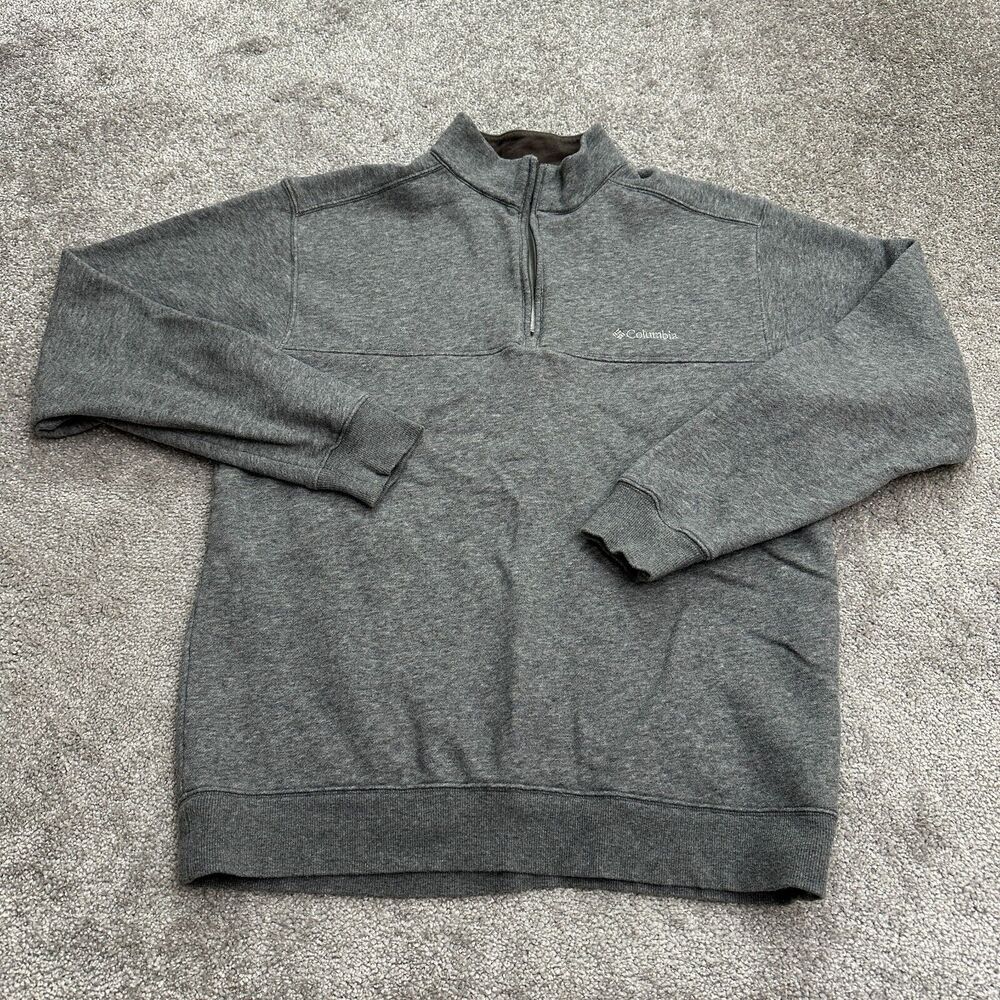 Columbia Sweatshirt Mens Medium Gray Fleece 1/4 Zip Mock Neck Pullover Casual